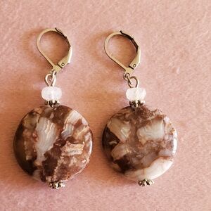 NEW Natural Crazy Lace Agate Drop Earrings
